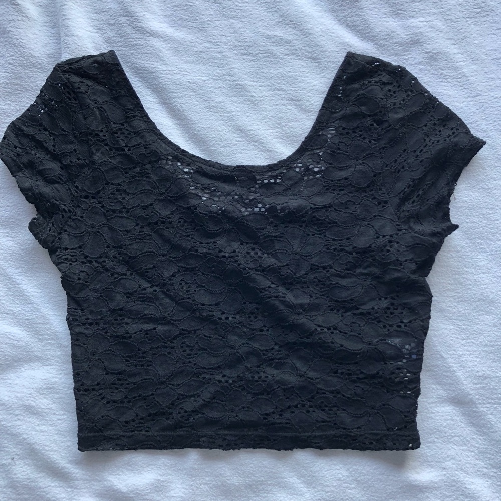 Black lace crop top